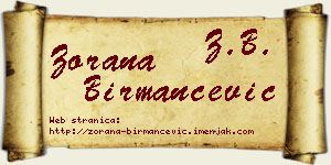 Zorana Birmančević vizit kartica